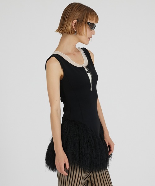 PRANK PROJECT(プランクプロジェクト)の「シャギーヘムペプラムタンク / Shaggy Hem Peplum Tank(その他トップス・レディース・アイボリー/ブラック・FREE)」の13枚目の写真