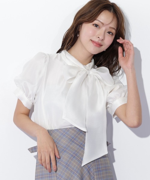 JILL by JILL STUART（ジルバイジルスチュアート）の「◇バルーンスリーブボウタイブラウス（シャツ/ブラウス・レディース・ホワイト/ブラック/ピンク・FREE）」の5枚目の写真