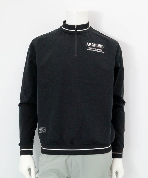 archivio(アルチビオ)の「<MENS>【メンズ】ハーフジップリブ切替プルオーバー(スウェット・メンズ・ブラック/イエロー/グレー・LL/M/L)」の2枚目の写真