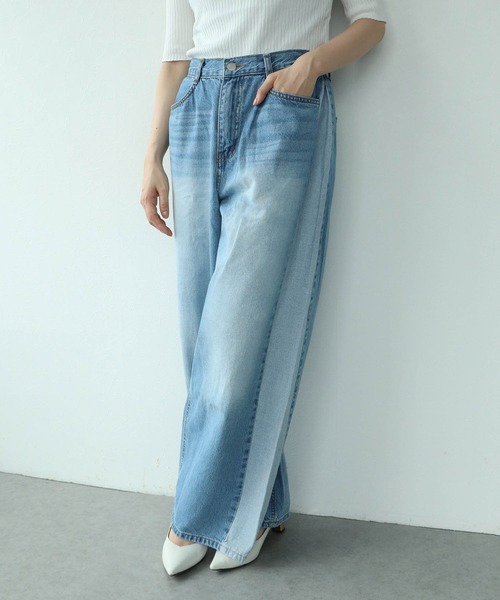 Cepica(セピカ)の「サイドラインデニムパンツ(デニムパンツ・レディース・ブルー・FREE)」の1枚目の写真