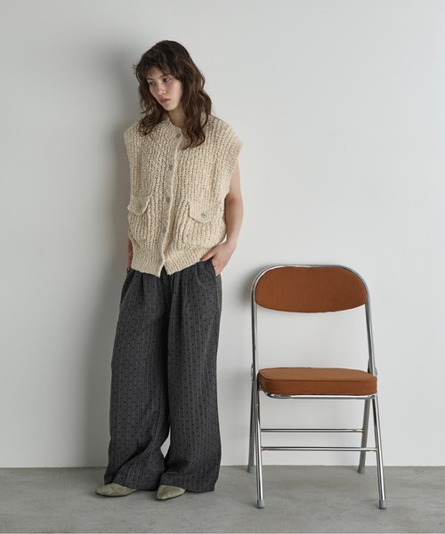 パンツ プリン様 Cotton Stripe Ivy Flower Embroidery Pants | Pasand by ne