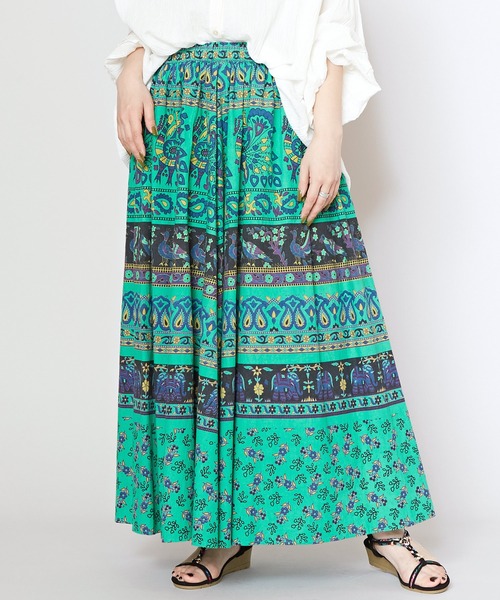 チャイハネ（チャイハネ）の「【チャイハネ】サンガネリ柄スカート（スカート・レディース・ピンク/グリーン/オレンジ・FREE）」の2枚目の写真