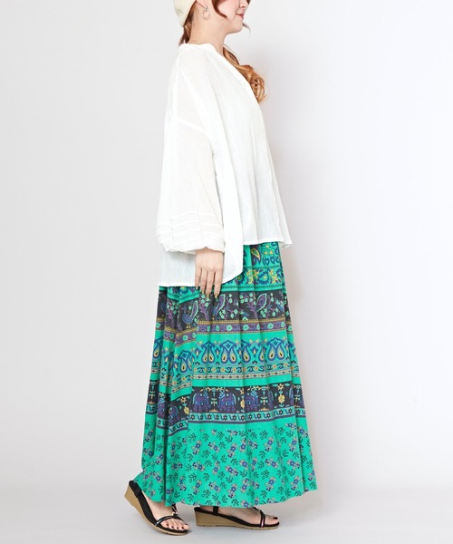 チャイハネ（チャイハネ）の「【チャイハネ】サンガネリ柄スカート（スカート・レディース・ピンク/グリーン/オレンジ・FREE）」の6枚目の写真