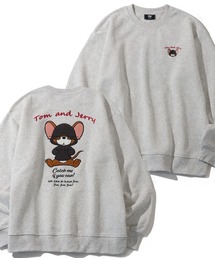 【Tom & Jerry/トム & ジェリー】アートワークデザイン 裏起毛 サガラ刺繍 クルーネック スウェット トレーナー