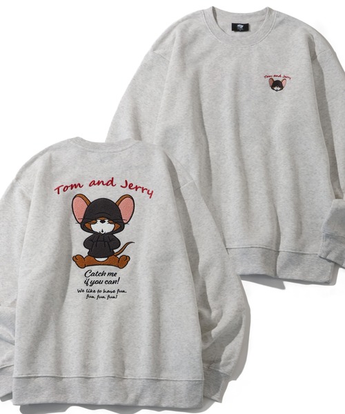Tom&Jerry(トムアンドジェリー)の「【Tom & Jerry/トム & ジェリー】アートワークデザイン 裏起毛 サガラ刺繍 クルーネック スウェット トレーナー(スウェット・メンズ・スミクロ/オフホワイト/ダークグリーン/グレー系/ダークブルー/ネイビー/ブラック系その他/グレイッシュベージュ/アイボリー/ブラック・M/LL/L)」の6枚目の写真