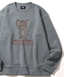 【Tom & Jerry/トム & ジェリー】アートワークデザイン 裏起毛 サガラ刺繍 クルーネック スウェット トレーナー