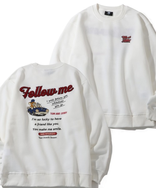Tom&Jerry(トムアンドジェリー)の「【Tom & Jerry/トム & ジェリー】アートワークデザイン 裏起毛 サガラ刺繍 クルーネック スウェット トレーナー(スウェット・メンズ・スミクロ/オフホワイト/ダークグリーン/グレー系/ダークブルー/ネイビー/ブラック系その他/グレイッシュベージュ/アイボリー/ブラック・M/LL/L)」の2枚目の写真