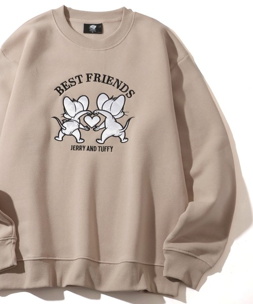 Tom&Jerry(トムアンドジェリー)の「【Tom & Jerry/トム & ジェリー】アートワークデザイン 裏起毛 サガラ刺繍 クルーネック スウェット トレーナー(スウェット・メンズ・スミクロ/オフホワイト/ダークグリーン/グレー系/ダークブルー/ネイビー/ブラック系その他/グレイッシュベージュ/アイボリー/ブラック・M/LL/L)」の7枚目の写真