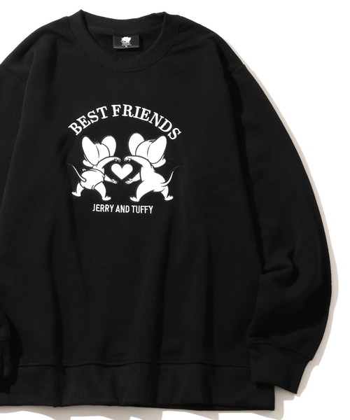 Tom&Jerry(トムアンドジェリー)の「【Tom & Jerry/トム & ジェリー】アートワークデザイン 裏起毛 サガラ刺繍 クルーネック スウェット トレーナー(スウェット・メンズ・スミクロ/オフホワイト/ダークグリーン/グレー系/ダークブルー/ネイビー/ブラック系その他/グレイッシュベージュ/アイボリー/ブラック・M/LL/L)」の1枚目の写真