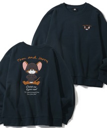 【Tom & Jerry/トム & ジェリー】アートワークデザイン 裏起毛 サガラ刺繍 クルーネック スウェット トレーナー
