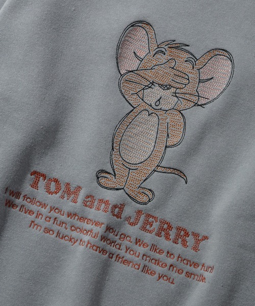 Tom&Jerry(トムアンドジェリー)の「【Tom & Jerry/トム & ジェリー】アートワークデザイン 裏起毛 サガラ刺繍 クルーネック スウェット トレーナー(スウェット・メンズ・スミクロ/オフホワイト/ダークグリーン/グレー系/ダークブルー/ネイビー/ブラック系その他/グレイッシュベージュ/アイボリー/ブラック・M/LL/L)」の20枚目の写真
