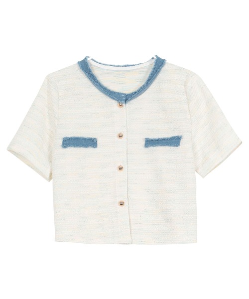 KOBE LETTUCE（コウベレタス）の「フリンジサマーツイード半袖ジャケット（シャツ/ブラウス・レディース・ブラック/ピンク/ホワイト・M）」の16枚目の写真