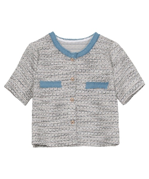 KOBE LETTUCE（コウベレタス）の「フリンジサマーツイード半袖ジャケット（シャツ/ブラウス・レディース・ブラック/ピンク/ホワイト・M）」の9枚目の写真