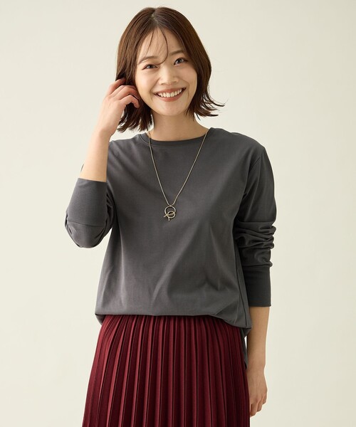 ANY(エニィ)の「シャツテールロングスリーブTシャツ(Tシャツ/カットソー・レディース・ホワイト系/グレー系/ベージュ系2・MEDIUM/LARGE)」の3枚目の写真