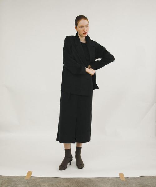ワンピース epine U cut layered onepiece BLACK Eé half zip cable knit onepiece black | épine
