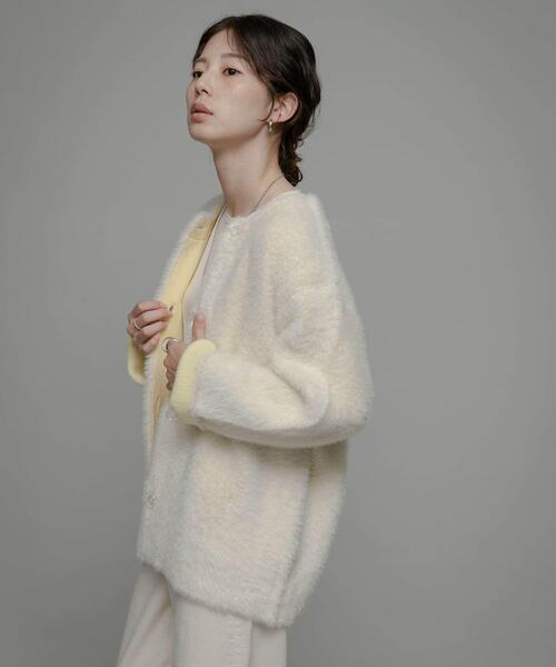 URBAN RESEARCH Sonny Label（アーバンリサーチサニーレーベル）の「ダブルフェイスバイカラーカーディガン（カーディガン/ボレロ・レディース・ベージュ/オフホワイト/グレー・FREE）」の12枚目の写真