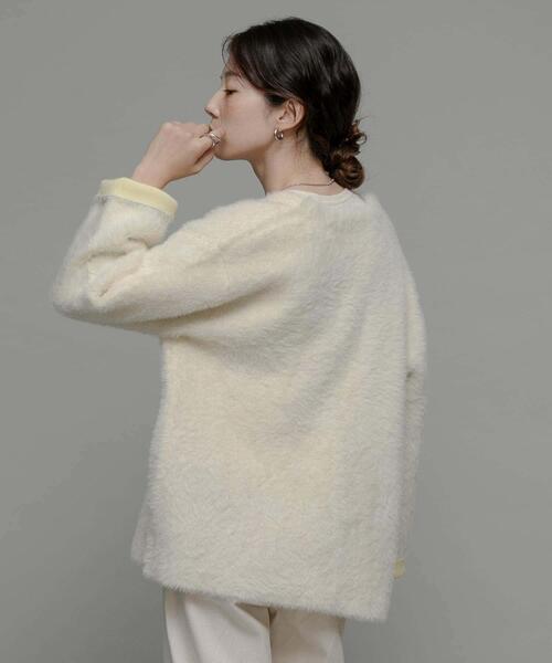 URBAN RESEARCH Sonny Label（アーバンリサーチサニーレーベル）の「ダブルフェイスバイカラーカーディガン（カーディガン/ボレロ・レディース・ベージュ/オフホワイト/グレー・FREE）」の13枚目の写真