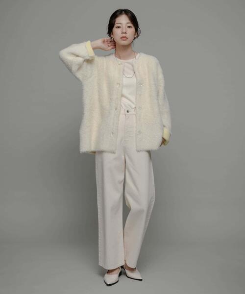 URBAN RESEARCH Sonny Label（アーバンリサーチサニーレーベル）の「ダブルフェイスバイカラーカーディガン（カーディガン/ボレロ・レディース・ベージュ/オフホワイト/グレー・FREE）」の14枚目の写真