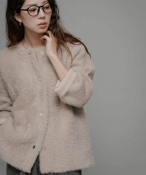 URBAN RESEARCH Sonny Label（アーバンリサーチサニーレーベル）の「ダブルフェイスバイカラーカーディガン（カーディガン/ボレロ・レディース・ベージュ/オフホワイト/グレー・FREE）」の18枚目の写真