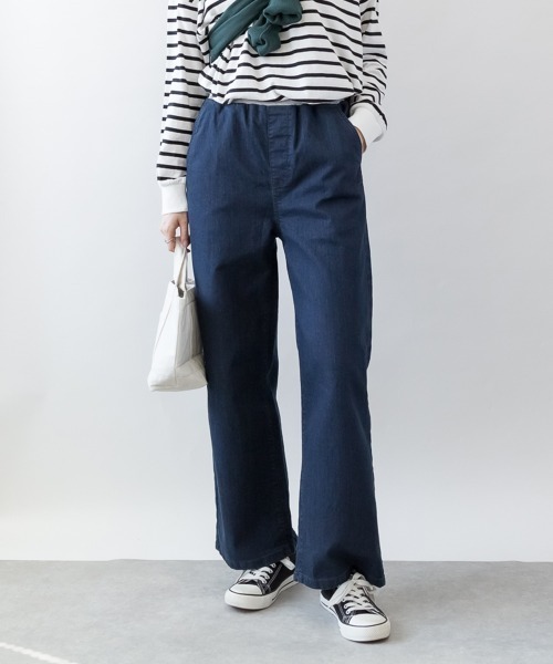 RCD(アールシーディー)の「ウエストリブワイドストレートデニムパンツ(デニムパンツ・レディース・ブルー/ネイビー/ワンウォッシュ・3L/LL/4L/L/M)」の3枚目の写真