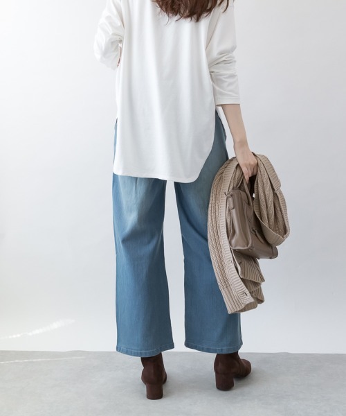 RCD(アールシーディー)の「ウエストリブワイドストレートデニムパンツ(デニムパンツ・レディース・ブルー/ネイビー/ワンウォッシュ・3L/LL/4L/L/M)」の14枚目の写真