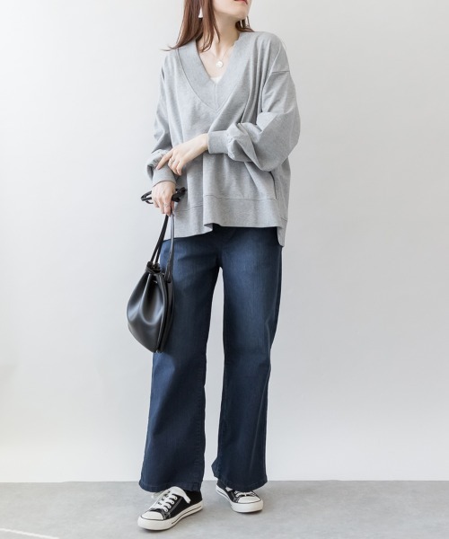 RCD(アールシーディー)の「ウエストリブワイドストレートデニムパンツ(デニムパンツ・レディース・ブルー/ネイビー/ワンウォッシュ・3L/LL/4L/L/M)」の16枚目の写真