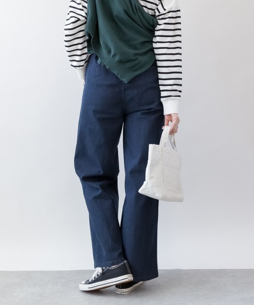 RCD(アールシーディー)の「ウエストリブワイドストレートデニムパンツ(デニムパンツ・レディース・ブルー/ネイビー/ワンウォッシュ・3L/LL/4L/L/M)」の11枚目の写真