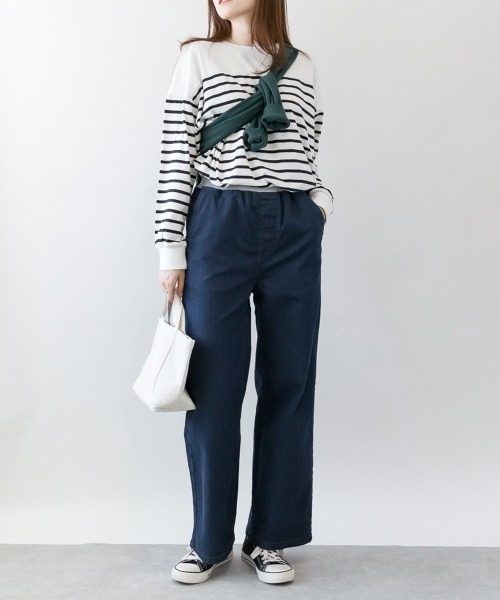 RCD(アールシーディー)の「ウエストリブワイドストレートデニムパンツ(デニムパンツ・レディース・ブルー/ネイビー/ワンウォッシュ・3L/LL/4L/L/M)」の13枚目の写真