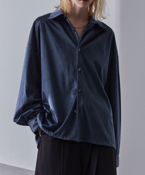 ベロアセミショートルーズシャツ（シャツ/ブラウス）｜Loose/ルース