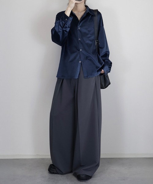 ベロアセミショートルーズシャツ（シャツ/ブラウス）｜Loose/ルース