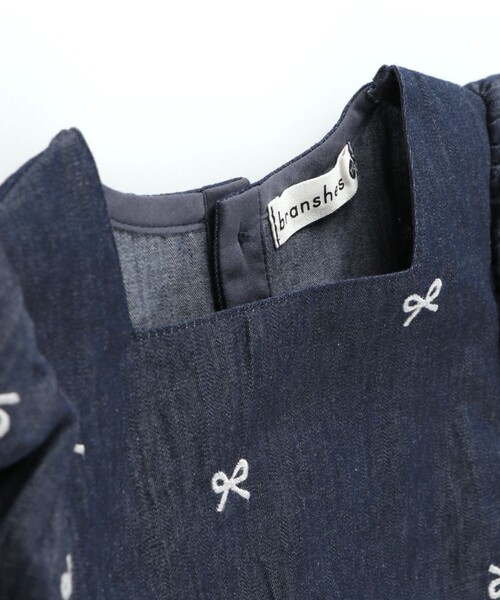 BRANSHES(ブランシェス)の「【おそろい】リボン柄刺繍チュニック(シャツ/ブラウス・キッズ・ネイビー・100/110/120/130/140/150)」の3枚目の写真