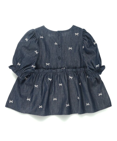 BRANSHES(ブランシェス)の「【おそろい】リボン柄刺繍チュニック(シャツ/ブラウス・キッズ・ネイビー・100/110/120/130/140/150)」の10枚目の写真