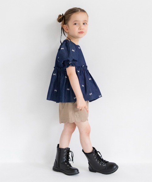 BRANSHES(ブランシェス)の「【おそろい】リボン柄刺繍チュニック(シャツ/ブラウス・キッズ・ネイビー・100/110/120/130/140/150)」の13枚目の写真