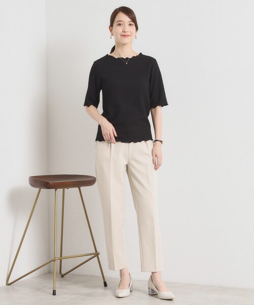 ITS'DEMO（イッツデモ）の「【手洗い可】シャーリングジャカードプルオーバー（Tシャツ/カットソー・レディース・オフホワイト/ブラック/ピンク系・00）」の8枚目の写真