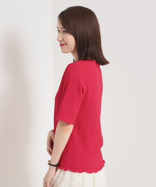 ITS'DEMO（イッツデモ）の「【手洗い可】シャーリングジャカードプルオーバー（Tシャツ/カットソー・レディース・オフホワイト/ブラック/ピンク系・00）」の11枚目の写真