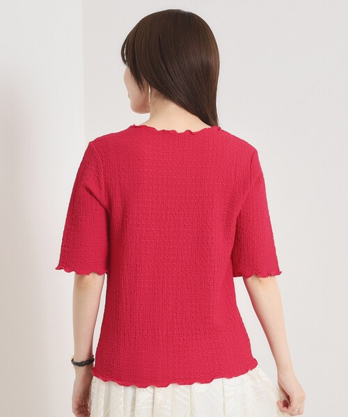 ITS'DEMO（イッツデモ）の「【手洗い可】シャーリングジャカードプルオーバー（Tシャツ/カットソー・レディース・オフホワイト/ブラック/ピンク系・00）」の12枚目の写真