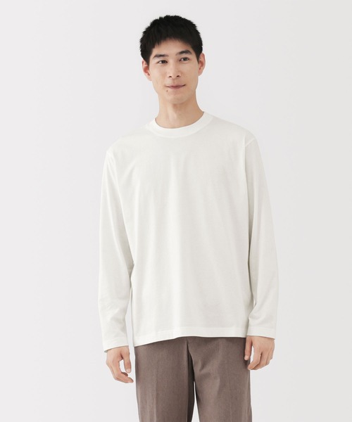 無印良品（ムジルシリョウヒン）の「紳士　起毛クルーネック長袖Ｔシャツ（Tシャツ/カットソー・メンズ・ブラウン系/チャコールグレー/ダークグリーン/ネイビー/ホワイト・S/M/L/XL/XXL/XS）」の2枚目の写真