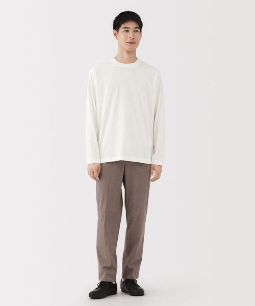 無印良品（ムジルシリョウヒン）の「紳士　起毛クルーネック長袖Ｔシャツ（Tシャツ/カットソー・メンズ・ブラウン系/チャコールグレー/ダークグリーン/ネイビー/ホワイト・S/M/L/XL/XXL/XS）」の7枚目の写真