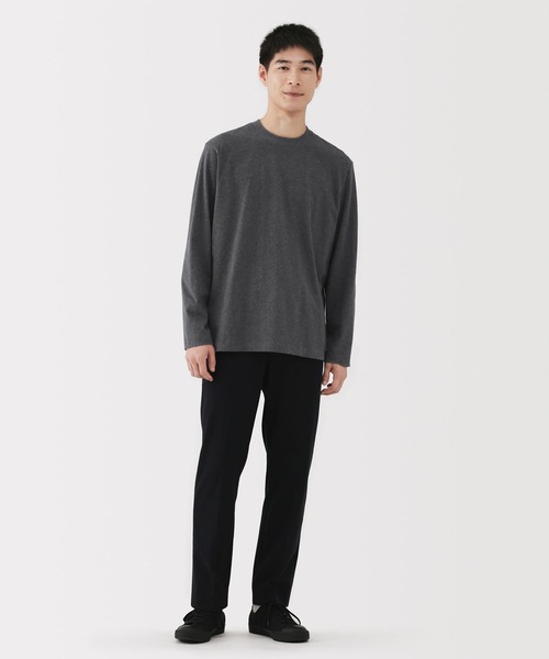 無印良品（ムジルシリョウヒン）の「紳士　起毛クルーネック長袖Ｔシャツ（Tシャツ/カットソー・メンズ・ブラウン系/チャコールグレー/ダークグリーン/ネイビー/ホワイト・S/M/L/XL/XXL/XS）」の14枚目の写真