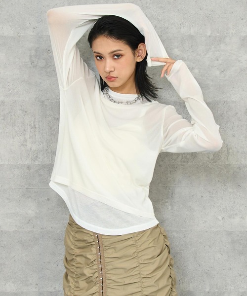 ANAP(アナップ)の「タンク レイヤード シアー トップス(Tシャツ/カットソー・レディース・ホワイト/ブラック/ブラウン・FREE)」の20枚目の写真