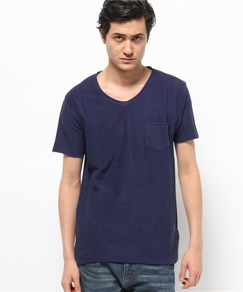 BHY-biography(ビーエイチワイバイオグラフィー)の「60/40AFTER SURF V-NECK TEE(Tシャツ/カットソー・メンズ・ブルー/ホワイト/ブラック・48/46/44)」の3枚目の写真