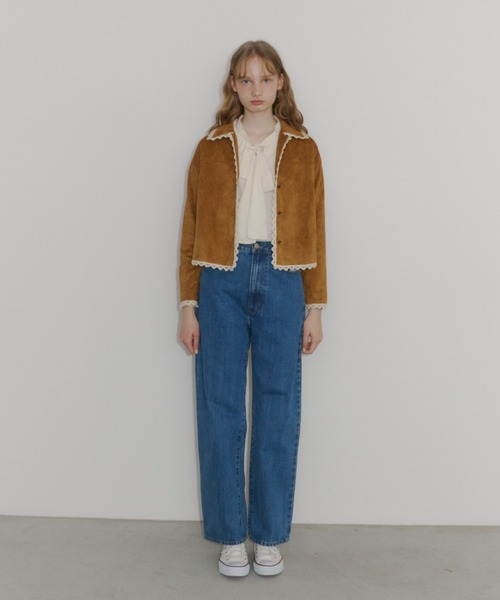 idem（イデム）の「piping lace suede jacket / パイピングレーススエードジャケット（テーラードジャケット・レディース・キャメル・FREE）」の8枚目の写真