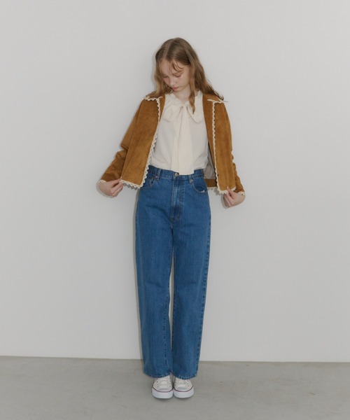 idem（イデム）の「piping lace suede jacket / パイピングレーススエードジャケット（テーラードジャケット・レディース・キャメル・FREE）」の10枚目の写真