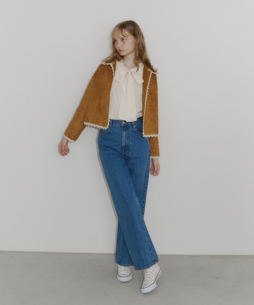 idem（イデム）の「piping lace suede jacket / パイピングレーススエードジャケット（テーラードジャケット・レディース・キャメル・FREE）」の11枚目の写真