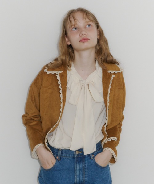 idem（イデム）の「piping lace suede jacket / パイピングレーススエードジャケット（テーラードジャケット・レディース・キャメル・FREE）」の16枚目の写真