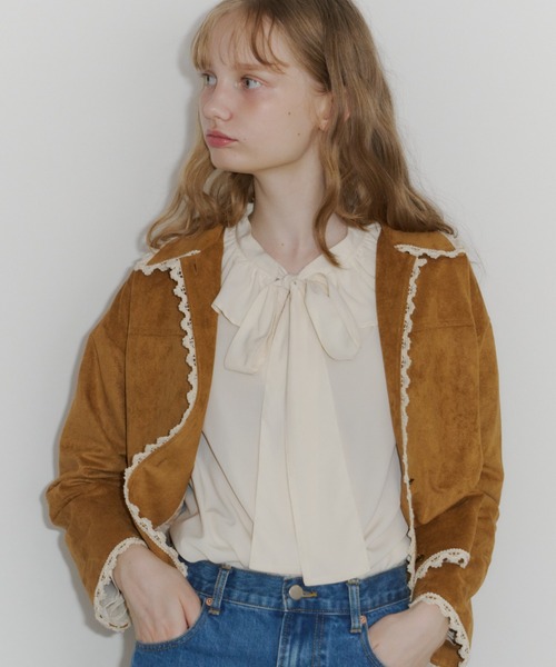 idem（イデム）の「piping lace suede jacket / パイピングレーススエードジャケット（テーラードジャケット・レディース・キャメル・FREE）」の17枚目の写真