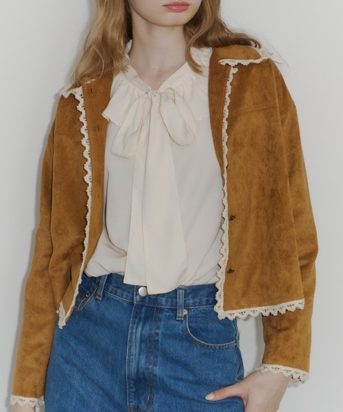idem（イデム）の「piping lace suede jacket / パイピングレーススエードジャケット（テーラードジャケット・レディース・キャメル・FREE）」の20枚目の写真