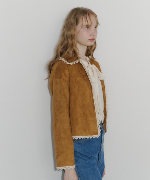 idem（イデム）の「piping lace suede jacket / パイピングレーススエードジャケット（テーラードジャケット・レディース・キャメル・FREE）」の21枚目の写真