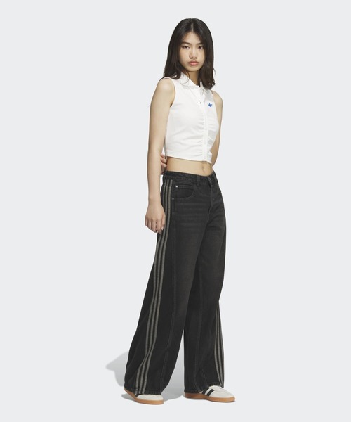 【海外限定】adidas ルーズデニム ミディアムブラック Lサイズ 28 韓国 海外限定】adidas ルーズデニム ミディアムブラック Lサイズ 28