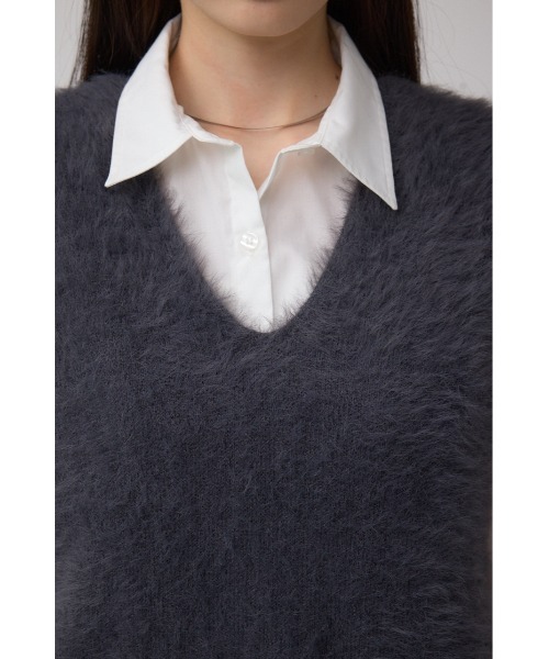 AZUL by moussy（アズールバイマウジー）の「シャギーニットベスト（ベスト・レディース・ブラウン/グレー/アイボリー・FREE）」の21枚目の写真